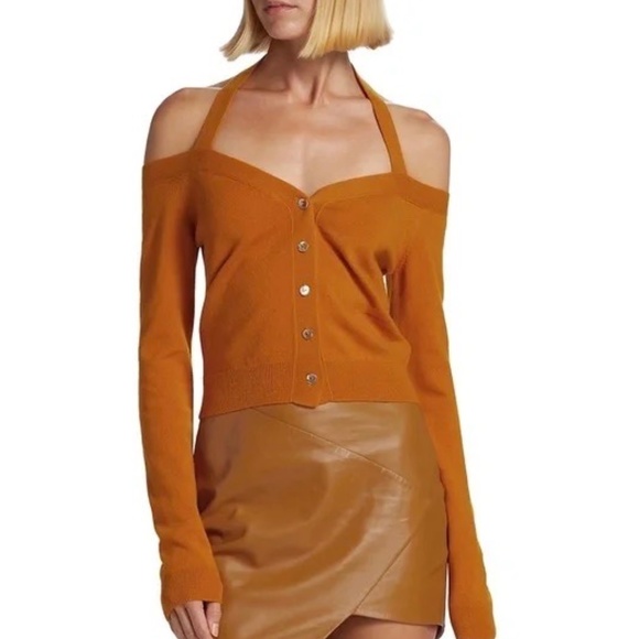 Zeynep Arcay Cashmere Cold Shoulder Halter-Neck Cardigan New With Tags - Picture 1 of 14